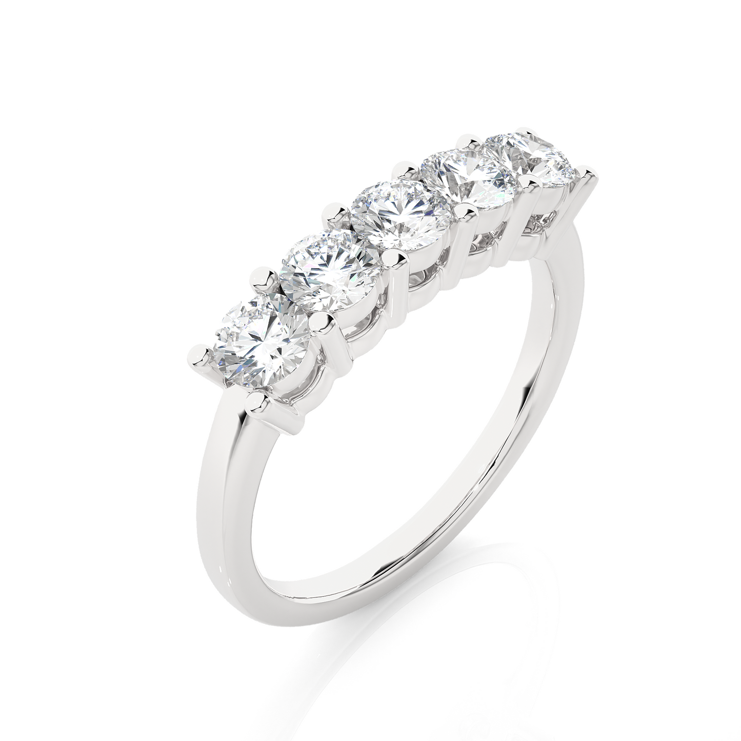 Elegant Five Stone Moissanite Lab Diamond Vermeil Ring