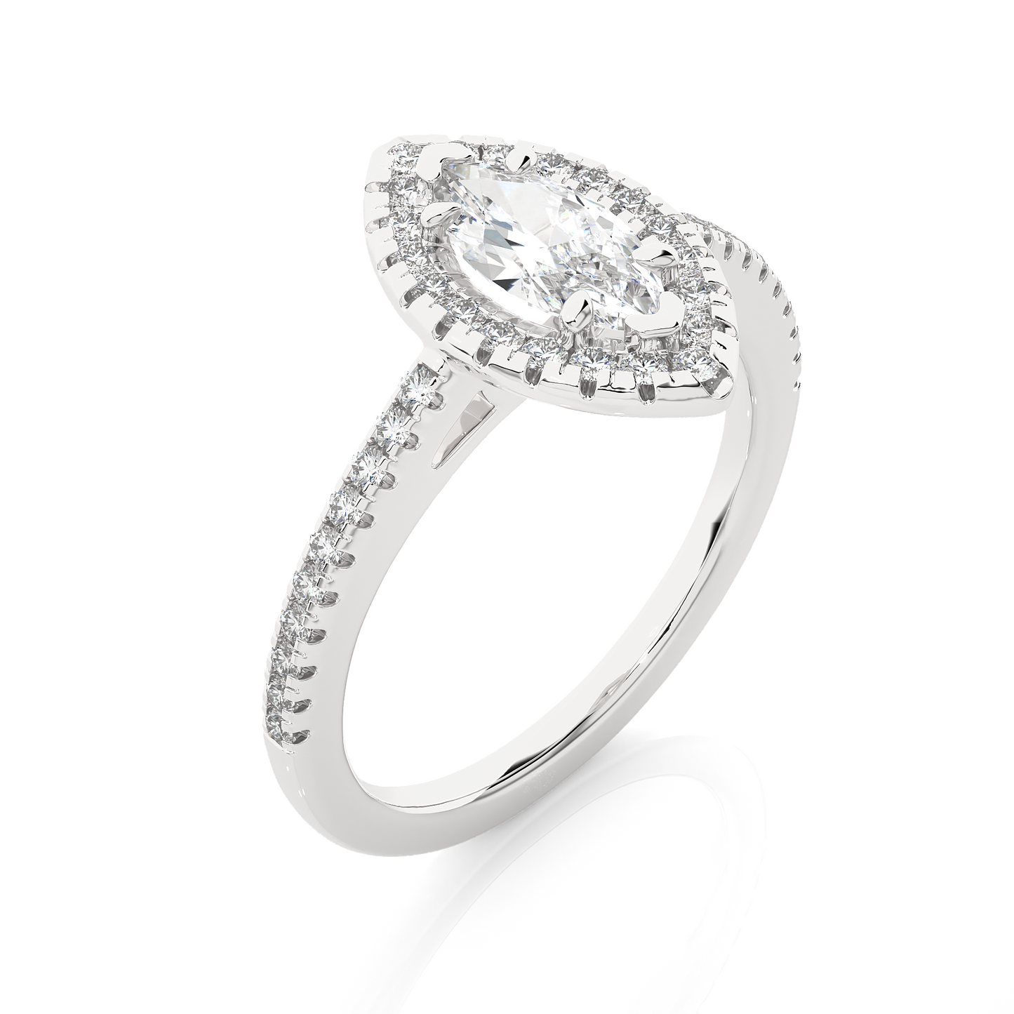 Marquise Halo Moissanite Lab Diamond Vermeil Ring