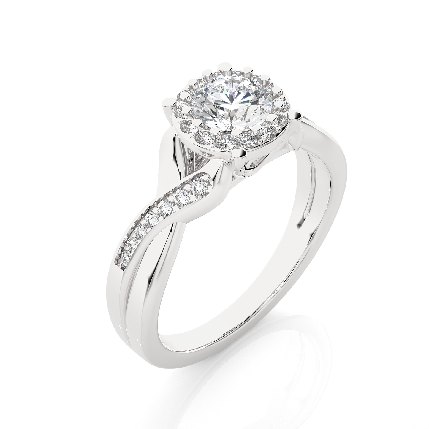 Vermeil Round Moissanite / Lab Grown Diamond Twisted Band Ring