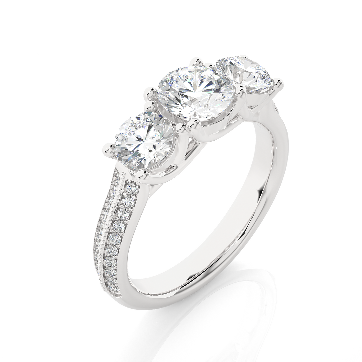 Round Three Stone Lab Grown / Moissanite Diamond Ring