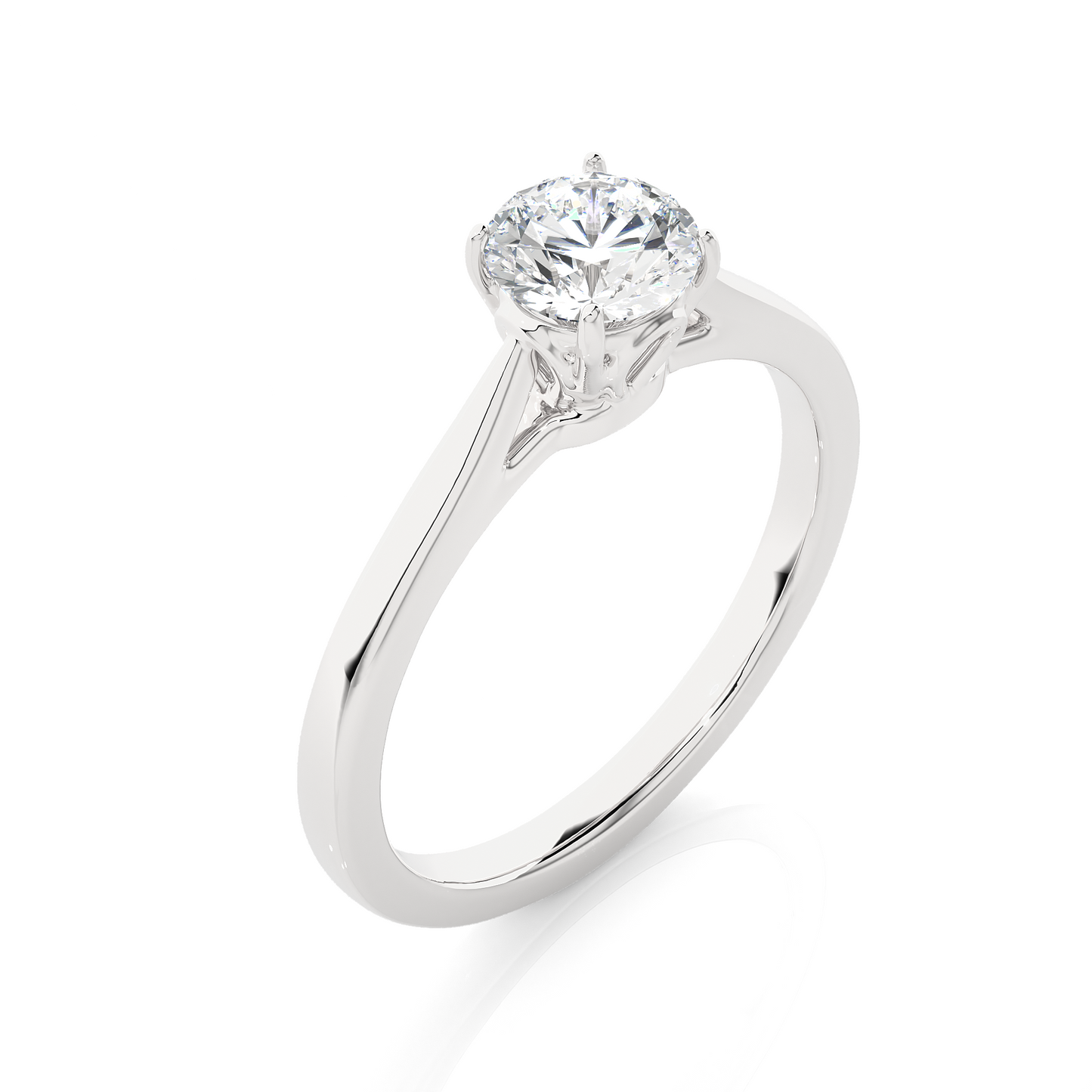 Elegant Vermeil Round Solitaire Moissanite Lab Diamond Ring