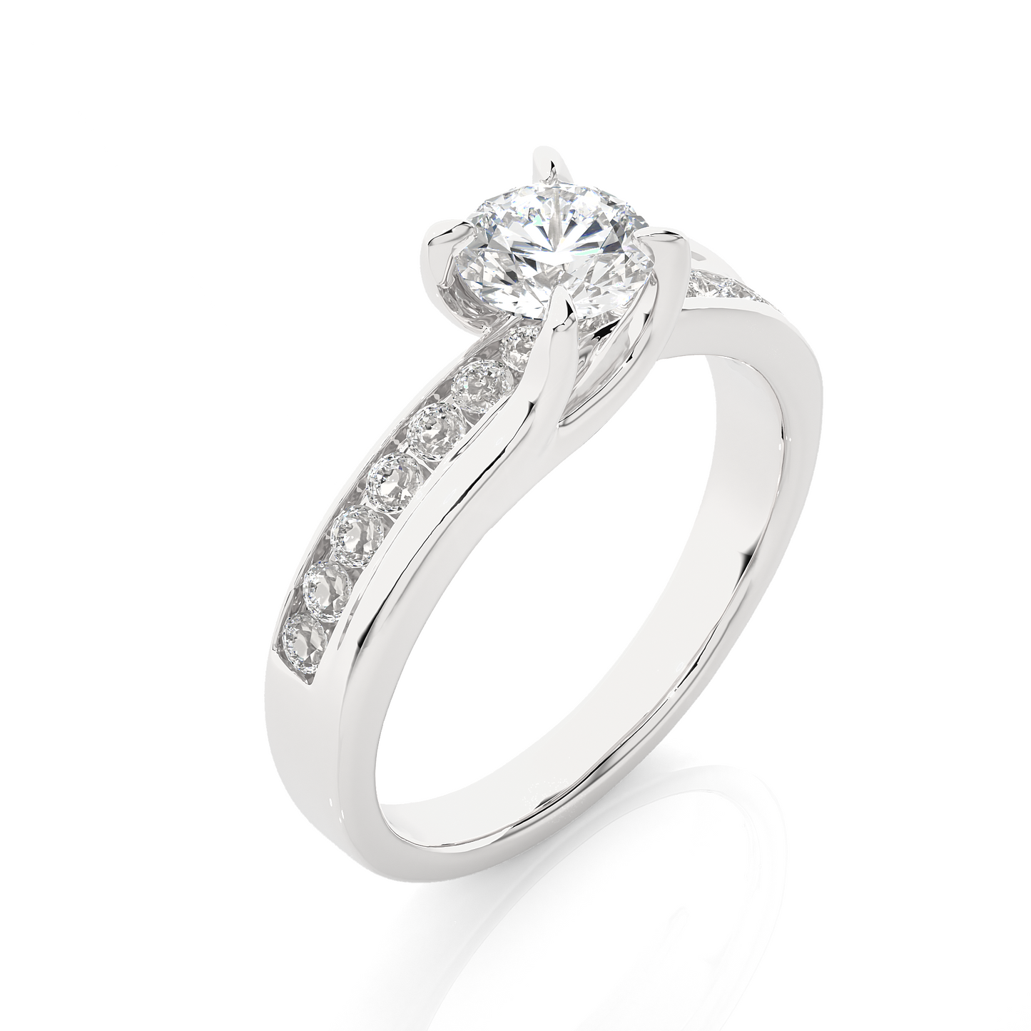 Round Solitaire Split Shank Moissanite Lab Diamond Vermeil Ring