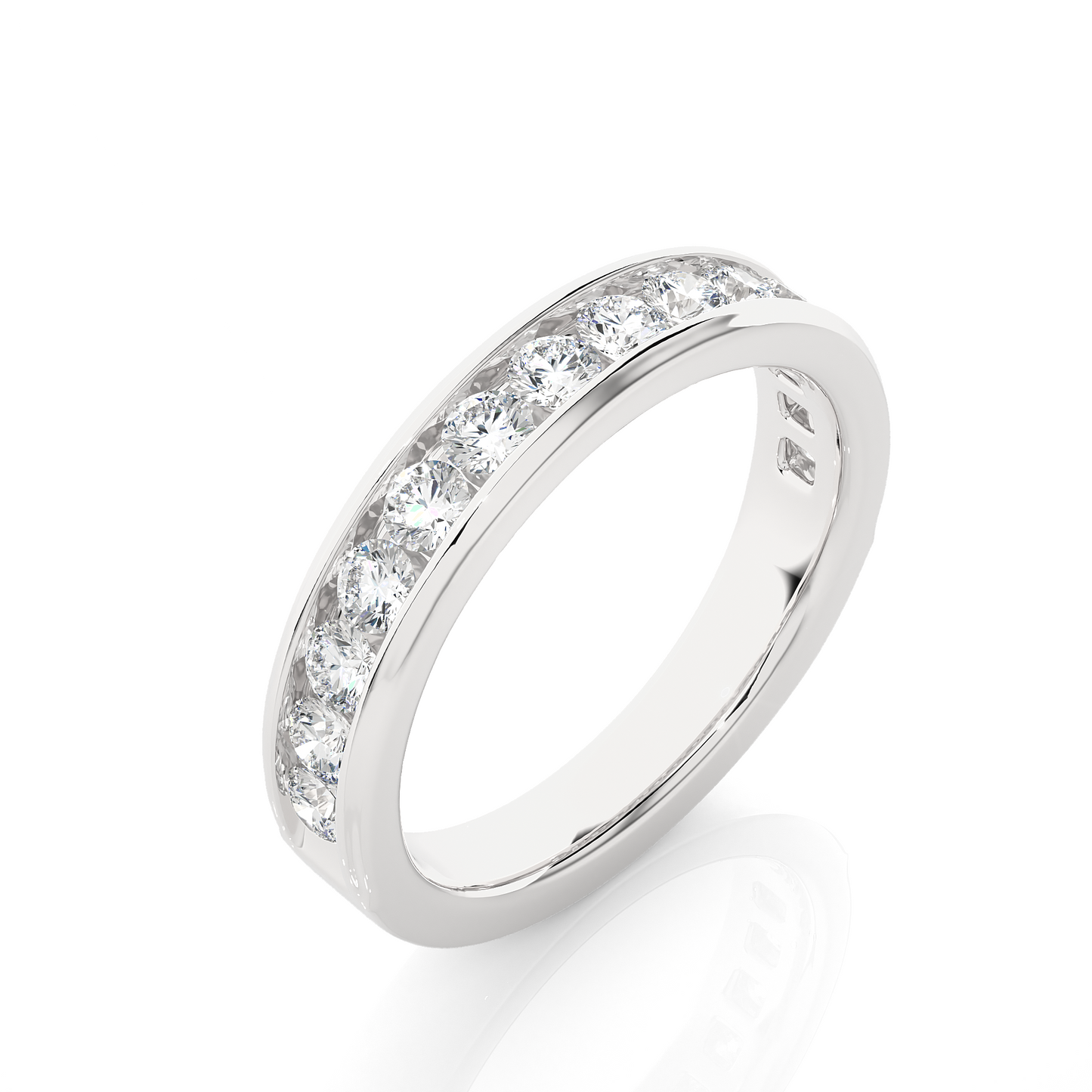 Minimal Round Stone Eternity Wedding Band Ring