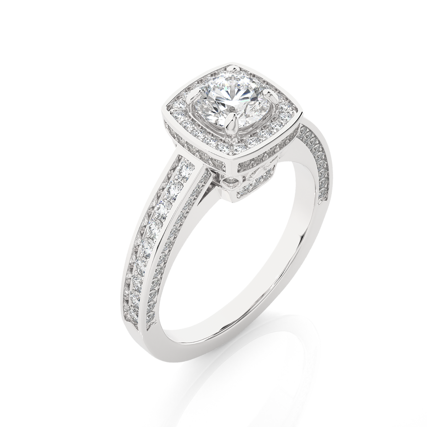 Cushion Halo Moissanite Lab Diamond Vermeil Ring
