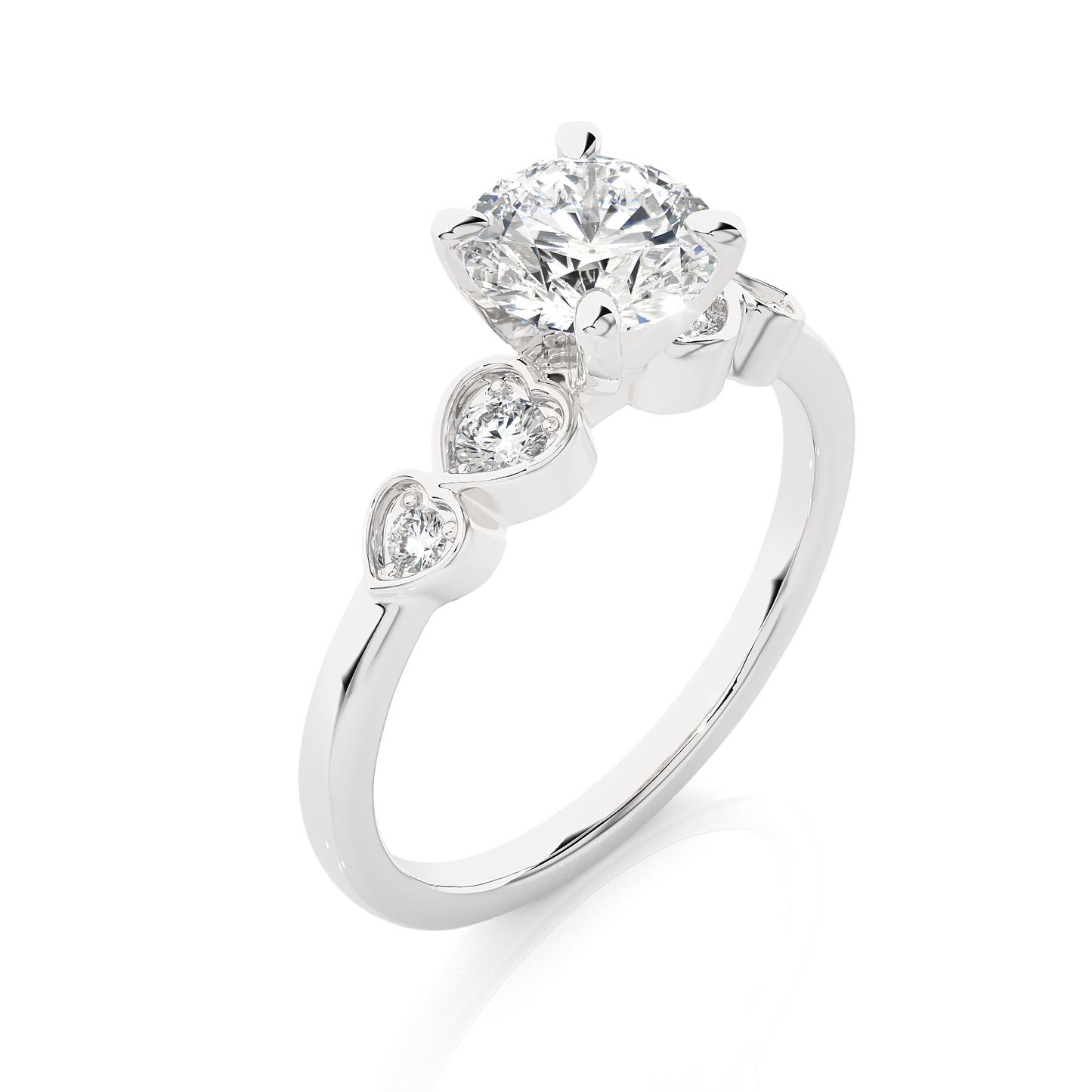 Round Cut Moissanite / Lab Diamond Vermeil Engagement Ring