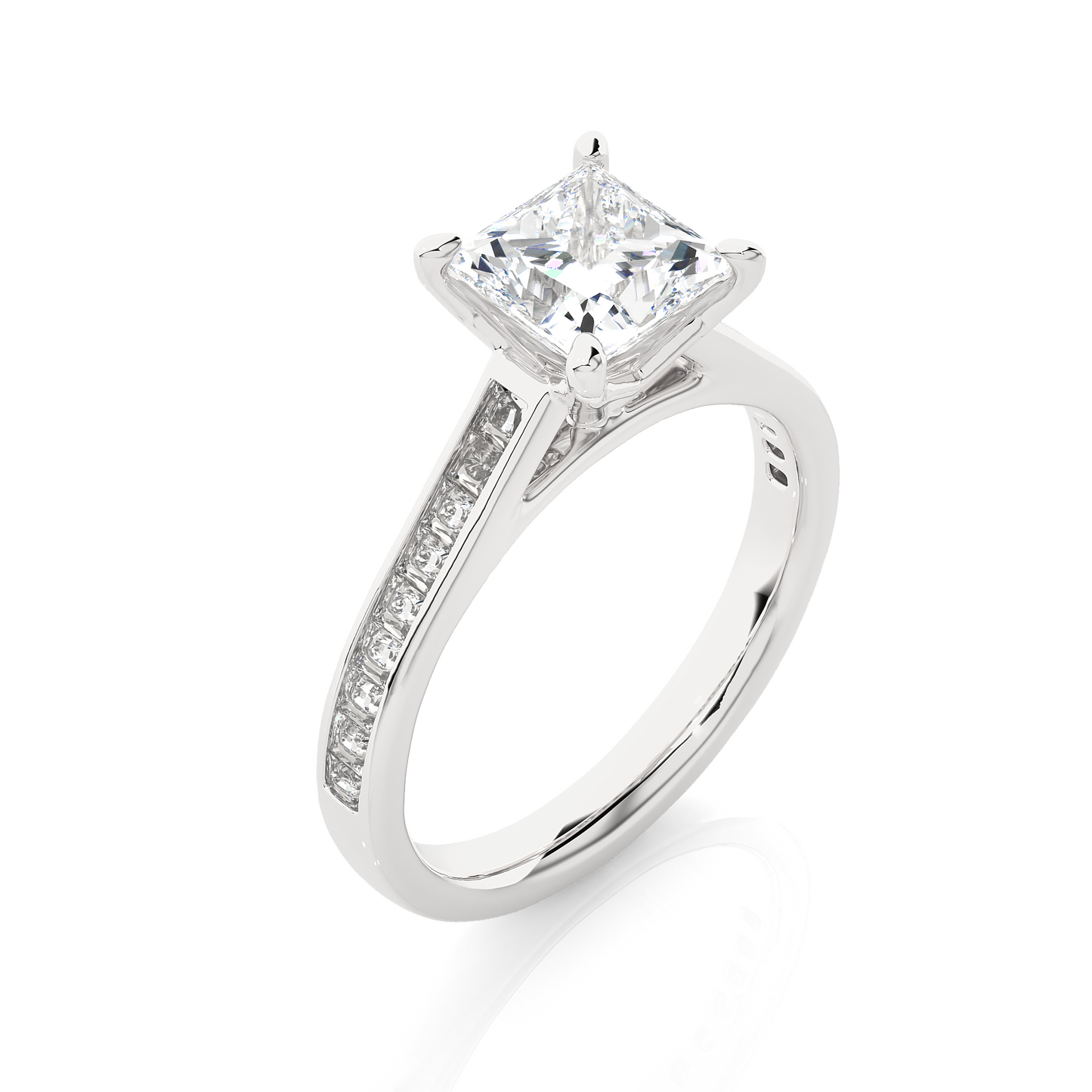 Princess Cut Lab / Moissanite Diamond Engagement Ring