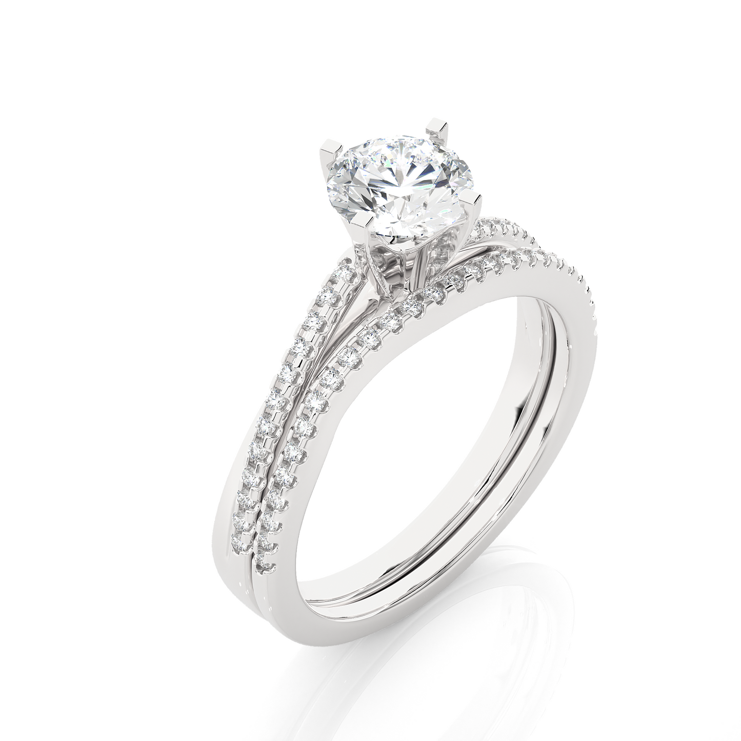 Elegant Twisted Band Vermeil Diamond Engagement Ring