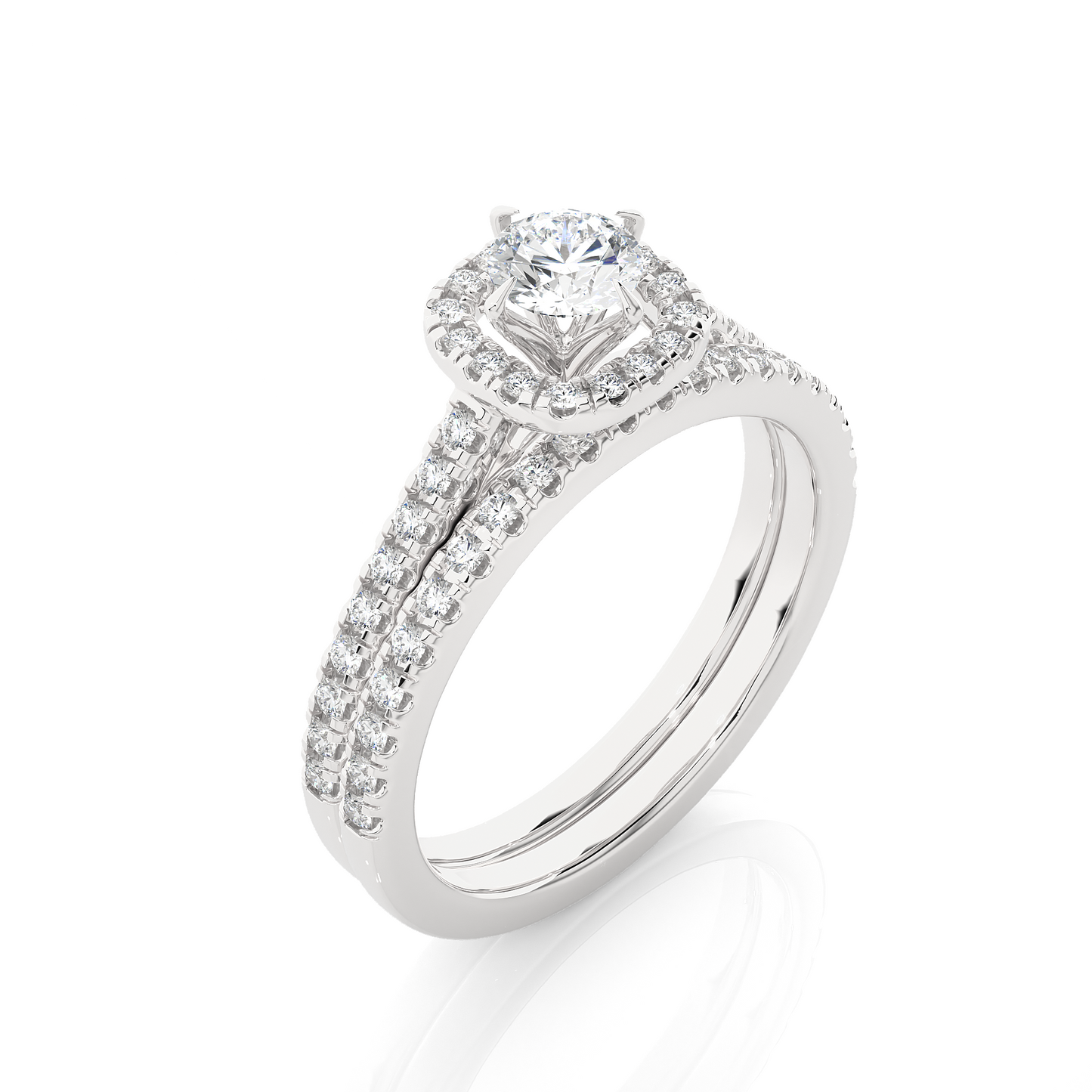 Vermeil Round Moissanite Diamond Halo Engagement Ring