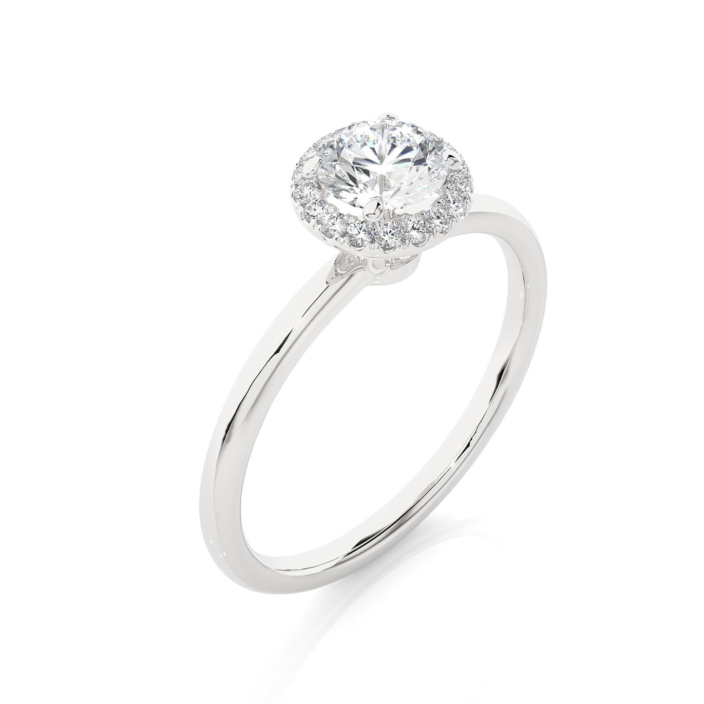 Elegant Halo Moissanite Lab Diamond Vermeil Ring