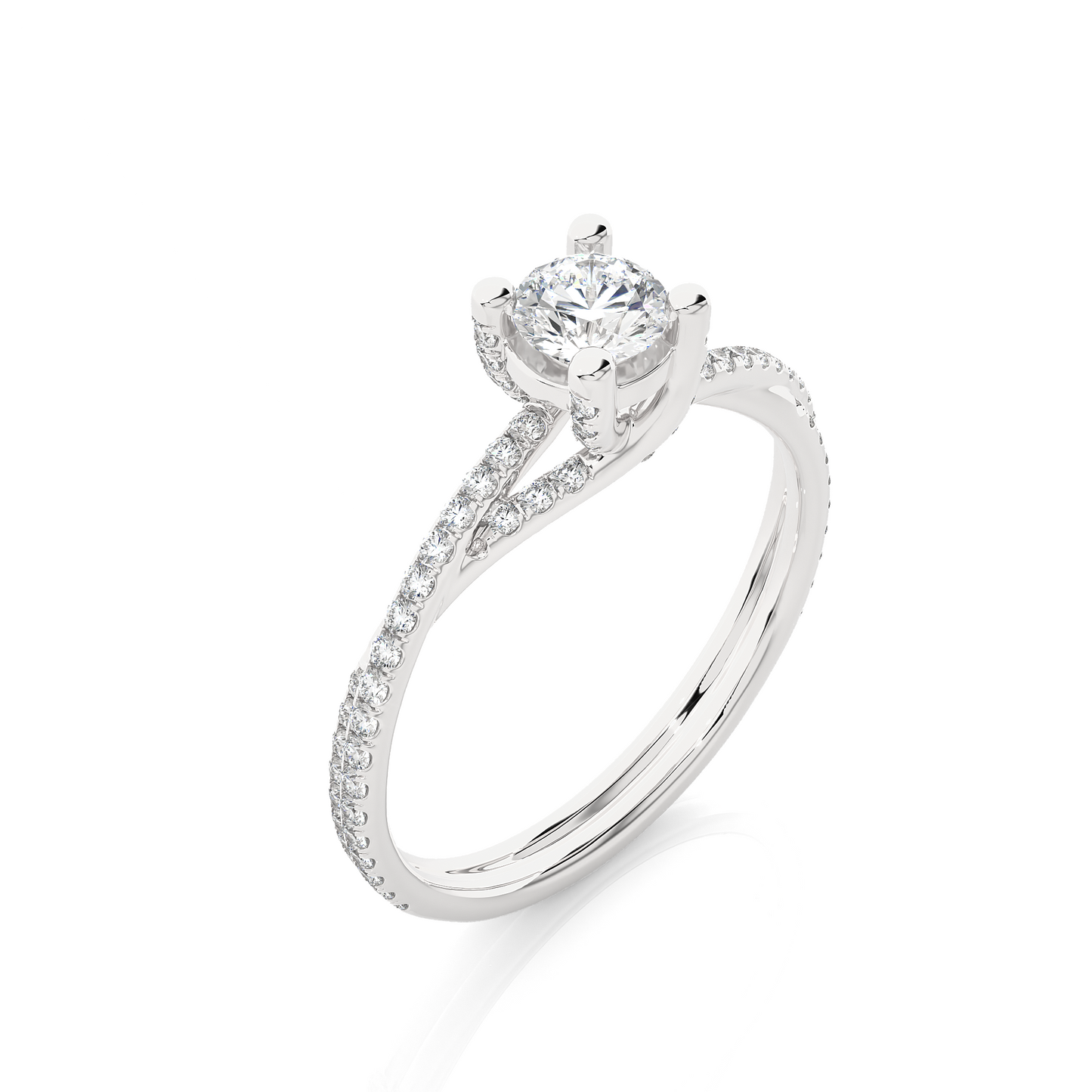 Moissanite Solitaire Ring Lab Diamond Vermeil Engagement Ring