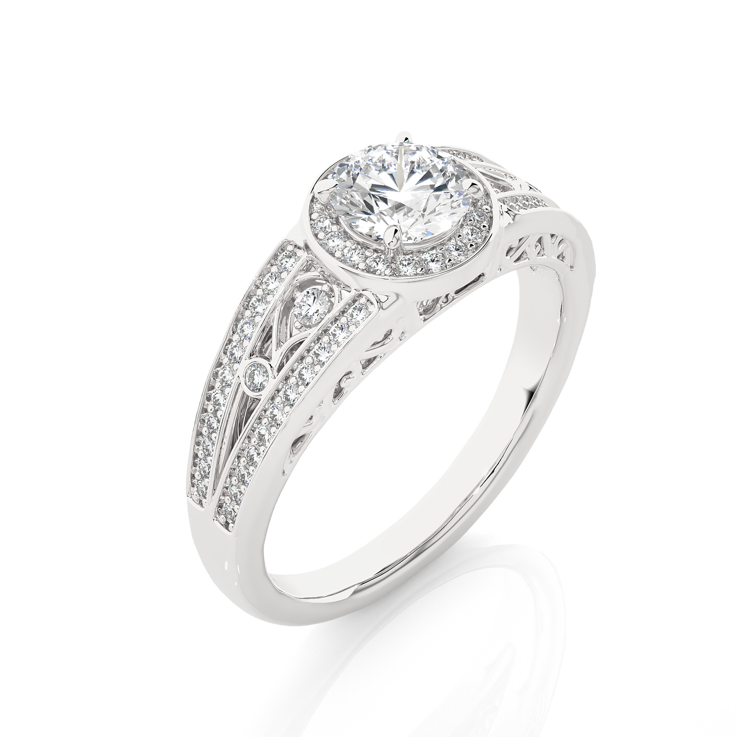 Vintage Halo Moissanite Lab Diamond Vermeil Ring
