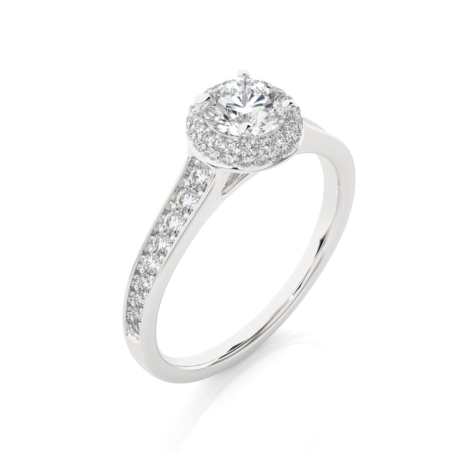 Brilliant Halo Moissanite Lab Diamond Vermeil Ring