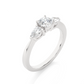 Three Stone Round Lab & Moissanite Diamond Engagement Ring With Pear Side Stones