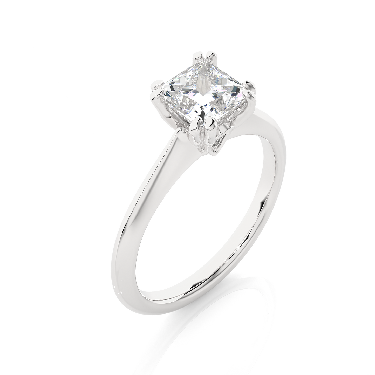 Princess Cut Vermeil Moissanite / Lab Grown Engagement Ring
