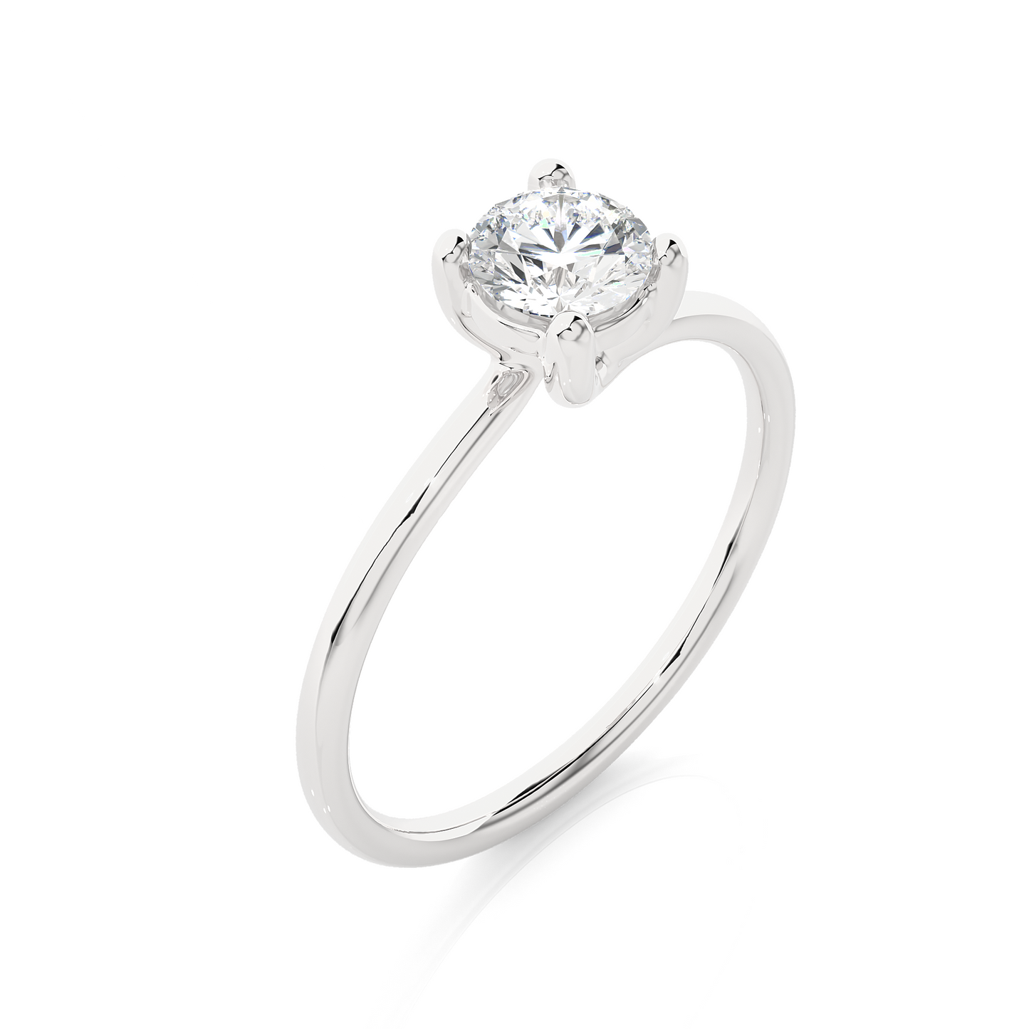 Minimal Vermeil Solitaire Moissanite Lab Diamond Ring