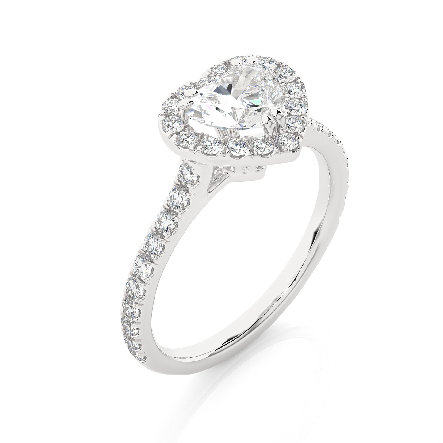 Heart Shape Halo Vermeil Moissanite Lab Diamond Ring