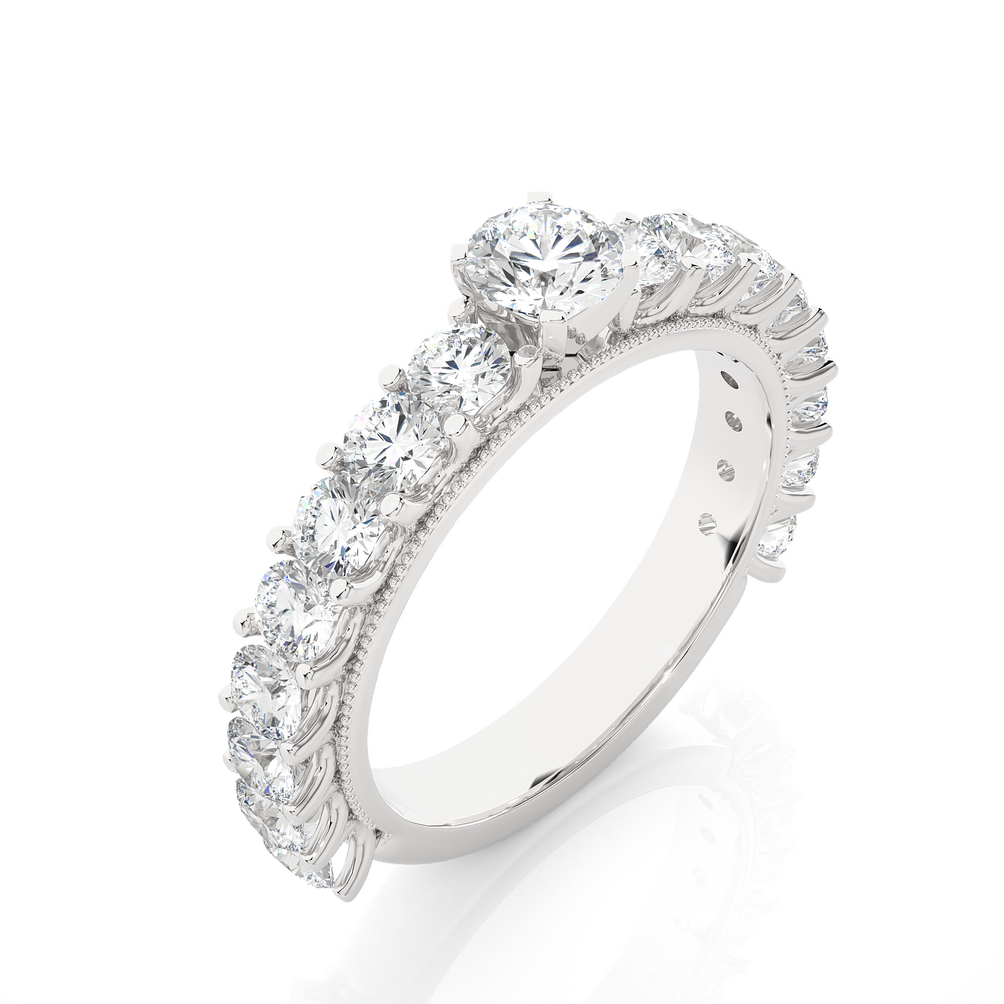 Vermeil Round Moissanite Lab Diamond Eternity Engagement Ring