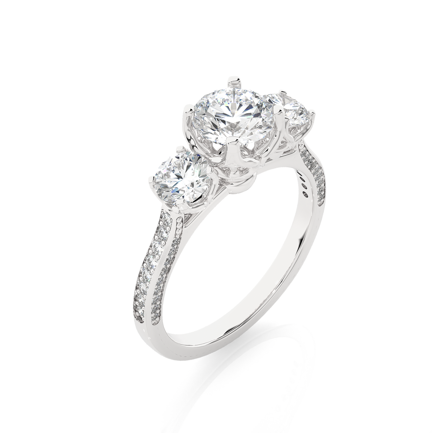 Lab Grown / Moissanite Diamond Three Stone Engagement Ring