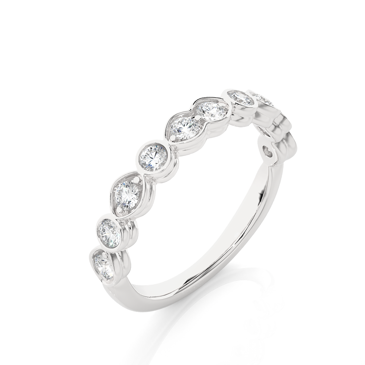Premium Lab Diamond Moissanite Bezel Set Wedding Band Ring