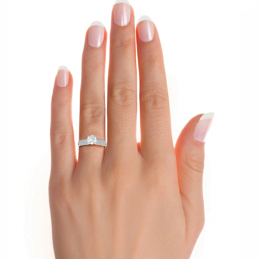 Double Pavé Split Shank Moissanite Diamond Vermeil Ring