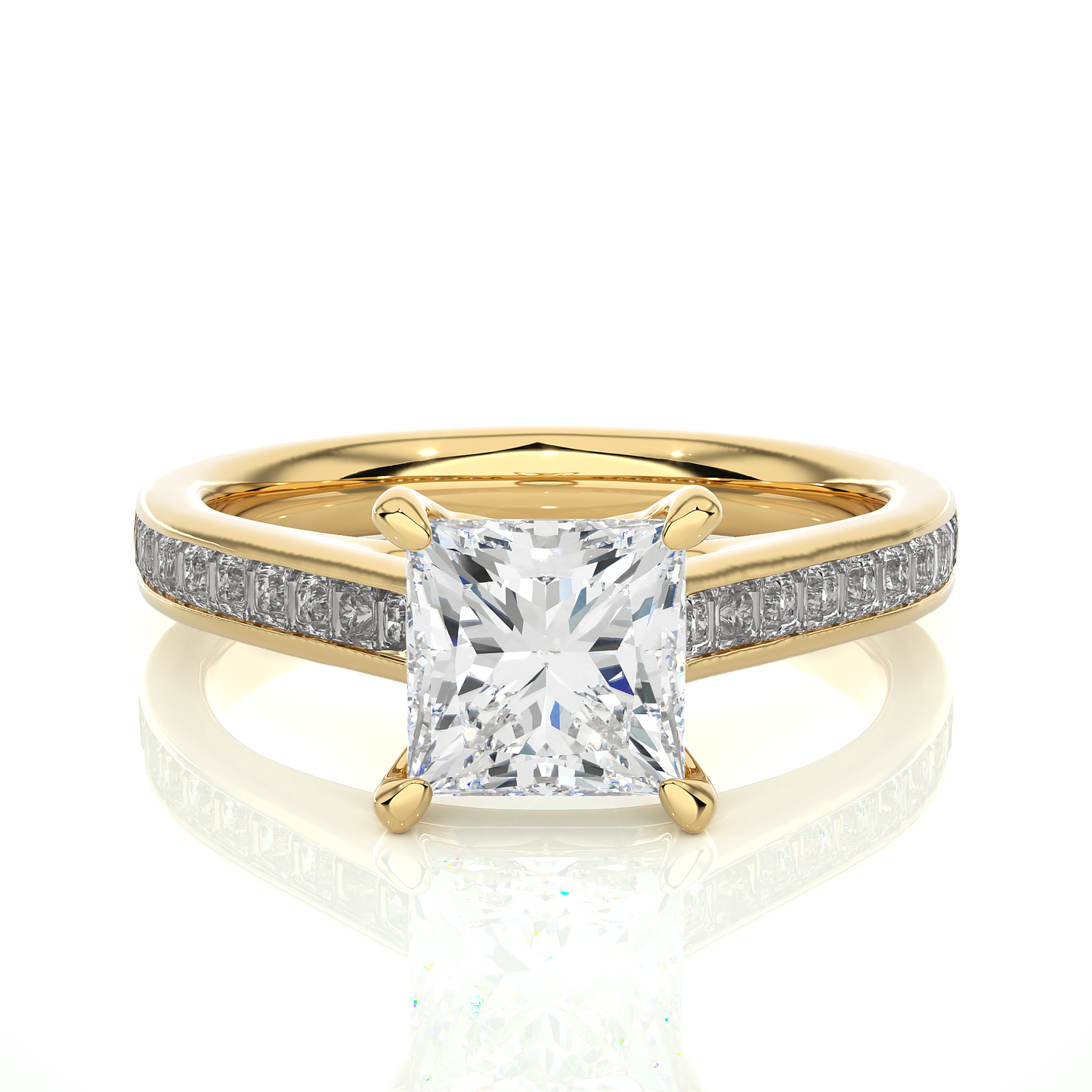 Princess Cut Lab / Moissanite Diamond Engagement Ring