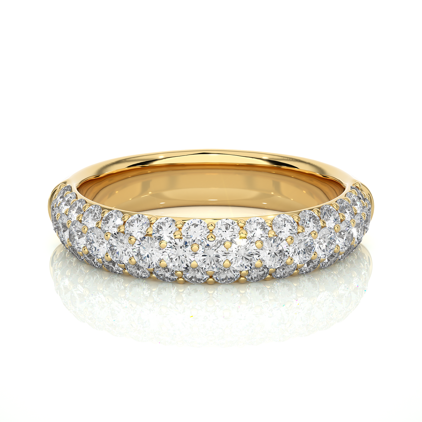Double Row Diamond Moissanite Lab Vermeil Wedding Band