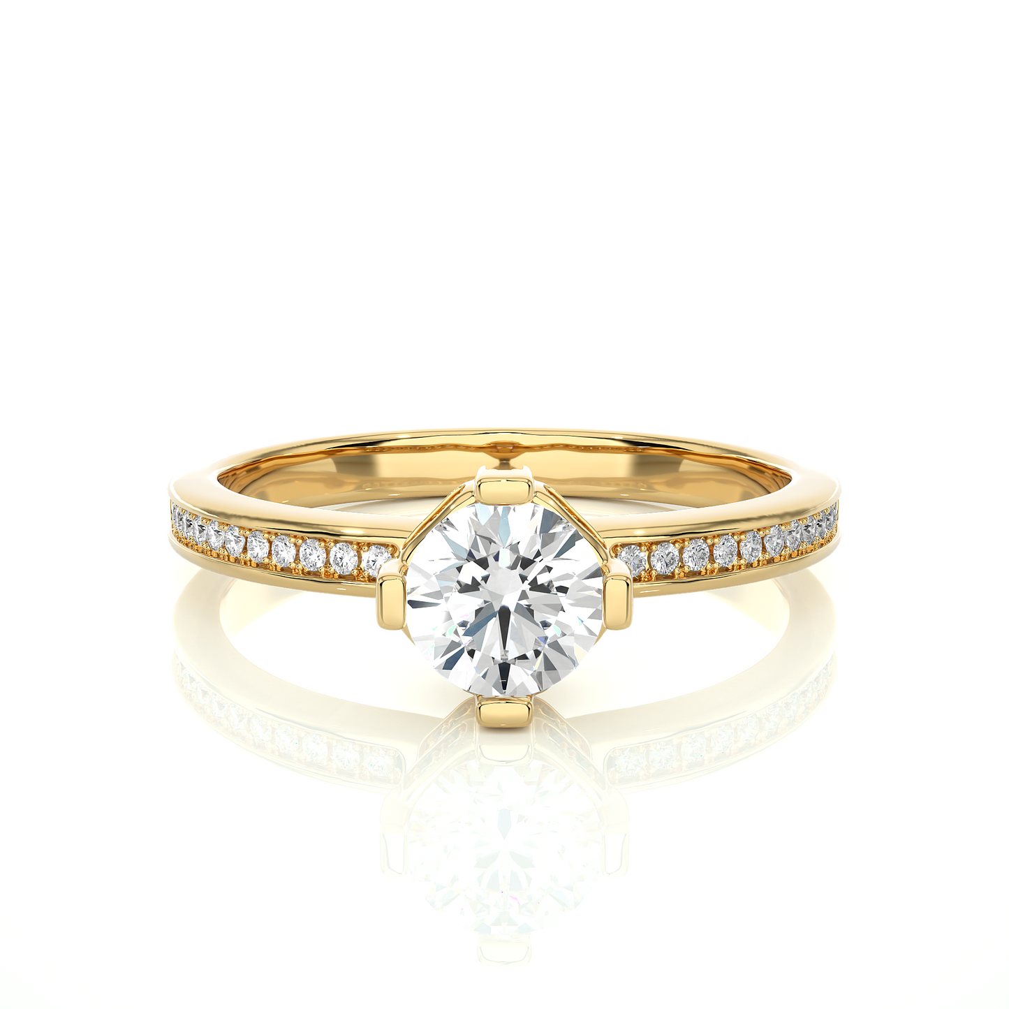 Elegant Vermeil Moissanite Lab Diamond Solitaire Ring