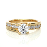 Round Solitaire Split Shank Moissanite Lab Diamond Vermeil Ring