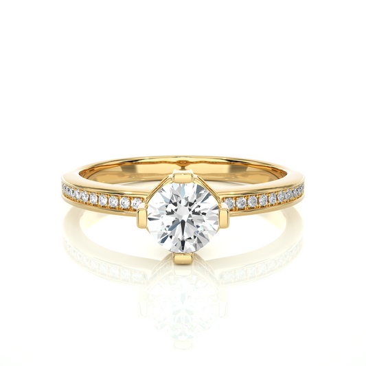 Elegant Vermeil Moissanite Lab Diamond Solitaire Ring