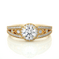 Vintage Halo Moissanite Lab Diamond Vermeil Ring