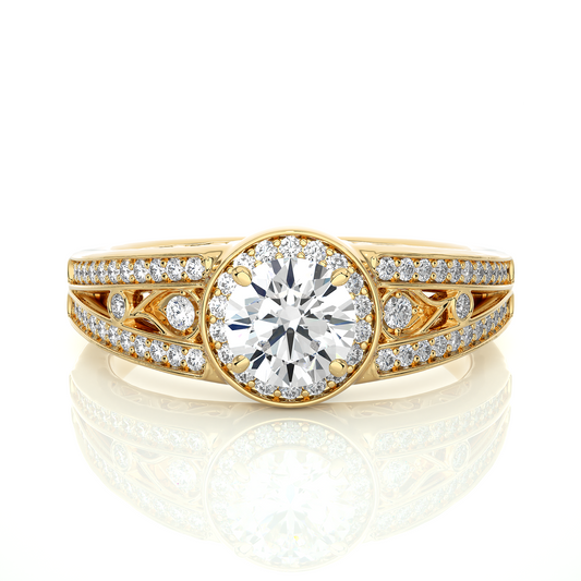 Vintage Halo Moissanite Lab Diamond Vermeil Ring