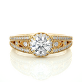 Vintage Halo Moissanite Lab Diamond Vermeil Ring