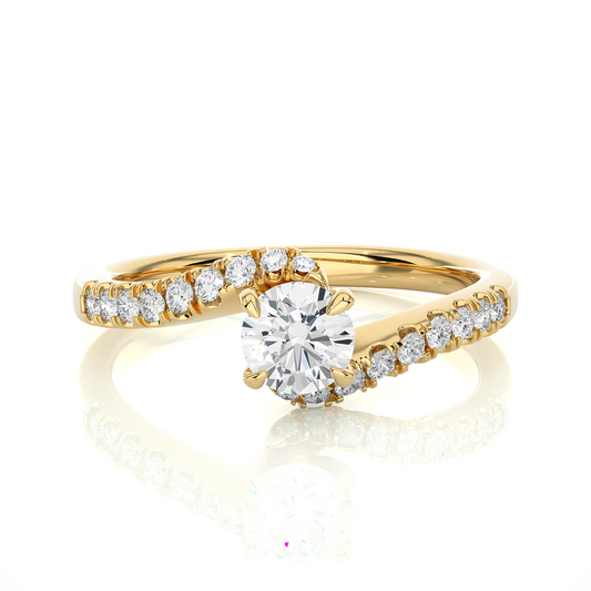 Twist Style Vermeil Moissanite Lab Diamond Engagement Ring