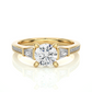 Round Diamond Three Stone Engagement Ring With Baguette Side Stones