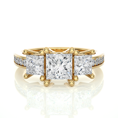 Three Stone Princess Lab Grown Diamond Engagement Ring