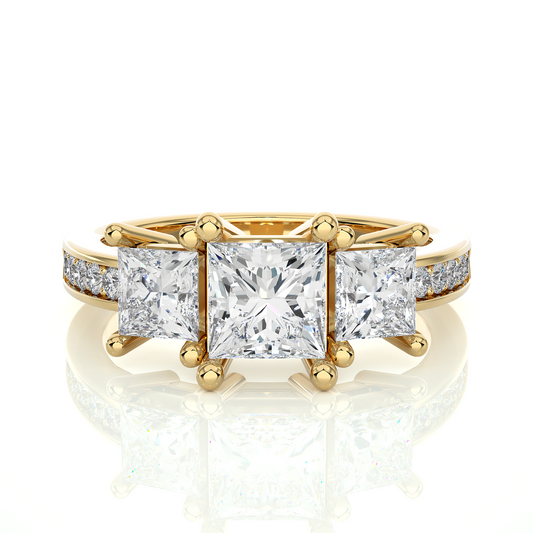 Three Stone Princess Lab Grown Diamond Engagement Ring