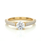Elegant Solitaire Pave Lab Moissanite Diamond Vermeil Engagement Ring