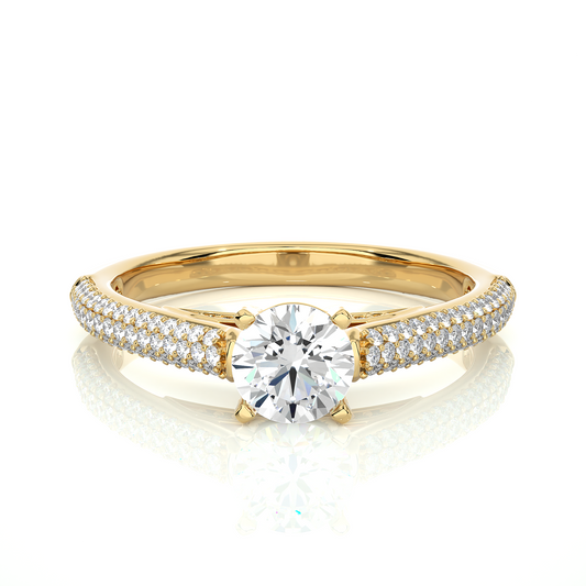 Elegant Solitaire Pave Lab Moissanite Diamond Vermeil Engagement Ring