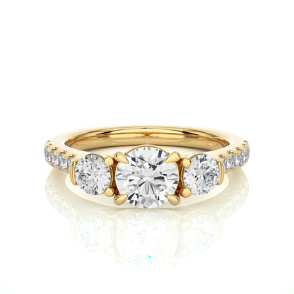 Round Lab Diamond Three Stone Engagement RIng