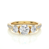 Round Lab Diamond Three Stone Engagement RIng