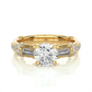 Vintage Round Baguette Moissanite Lab Diamond Vermeil Ring