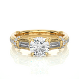 Vintage Round Baguette Moissanite Lab Diamond Vermeil Ring