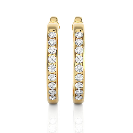 Medium Size Round Lab Diamond Hoop Earrings