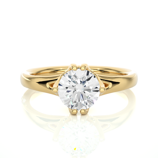 Classic Round Solitaire Vermeil Lab Moissanite Engagement Ring