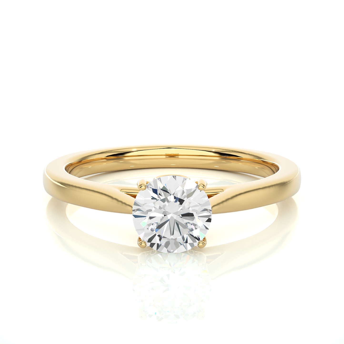 Elegant Vermeil Round Solitaire Moissanite Lab Diamond Ring