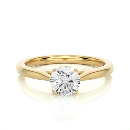 Elegant Vermeil Round Solitaire Moissanite Lab Diamond Ring