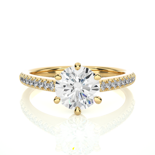 Round Cut Moissanite / Lab Diamond Vermeil Engagement Ring