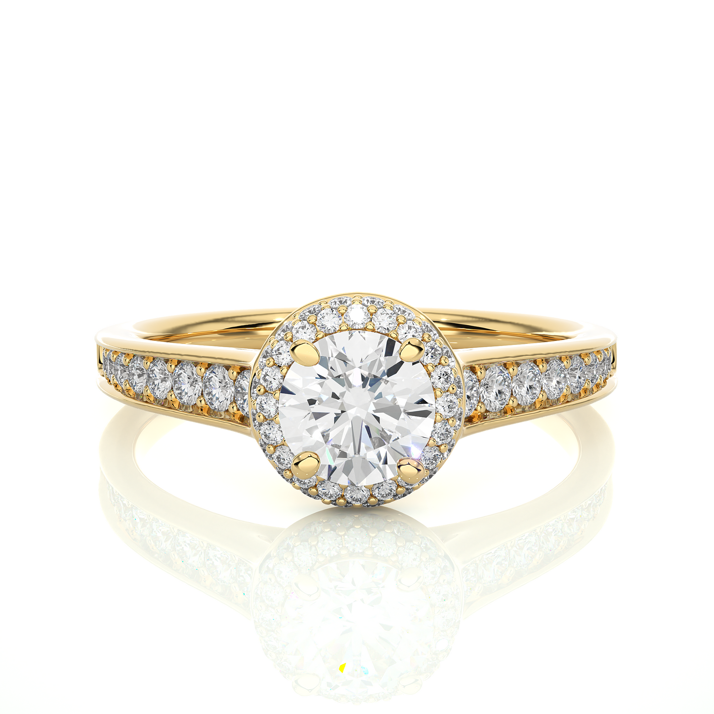 Brilliant Halo Moissanite Lab Diamond Vermeil Ring