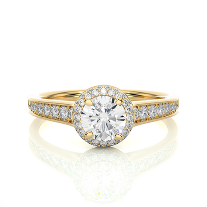 Brilliant Halo Moissanite Lab Diamond Vermeil Ring