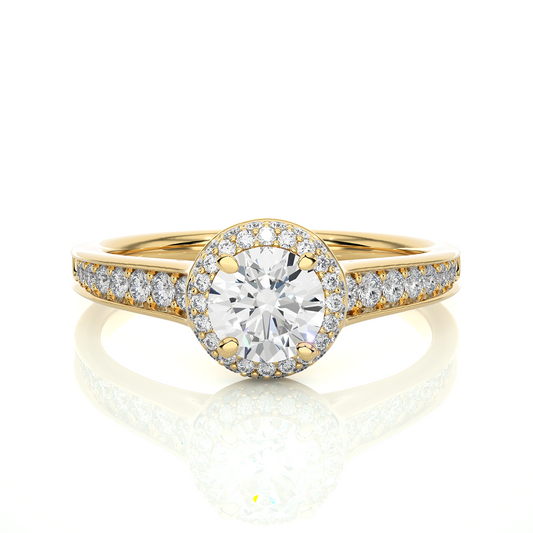 Brilliant Halo Moissanite Lab Diamond Vermeil Ring